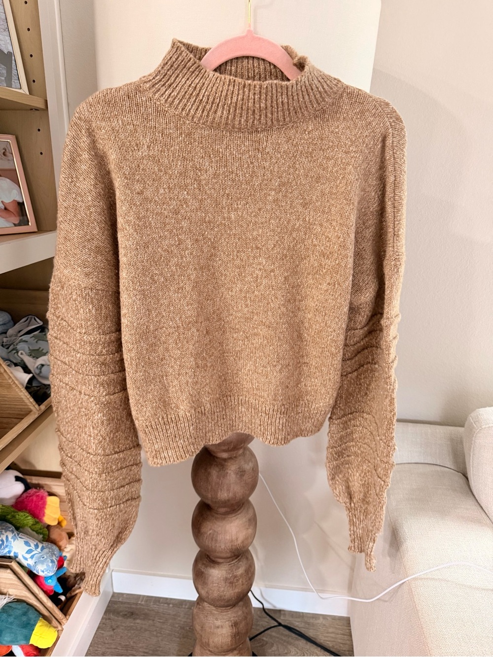 Women's Tan Mock Neck Sweater